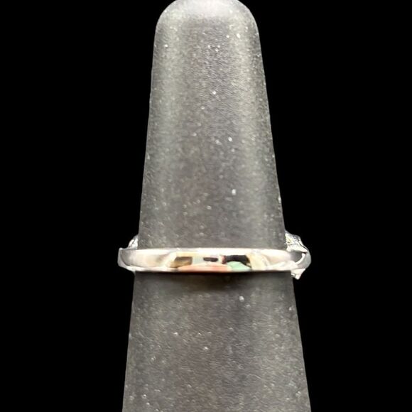 Blue Sapphire Ring Woman’s Size 6 Sterling Silver 925 Simulated Stone CZ Halo - Picture 6 of 9